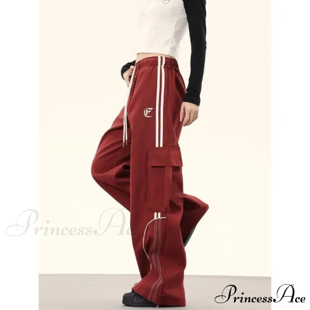 Y2K Large Cargo Trousers Red / M pants-241228