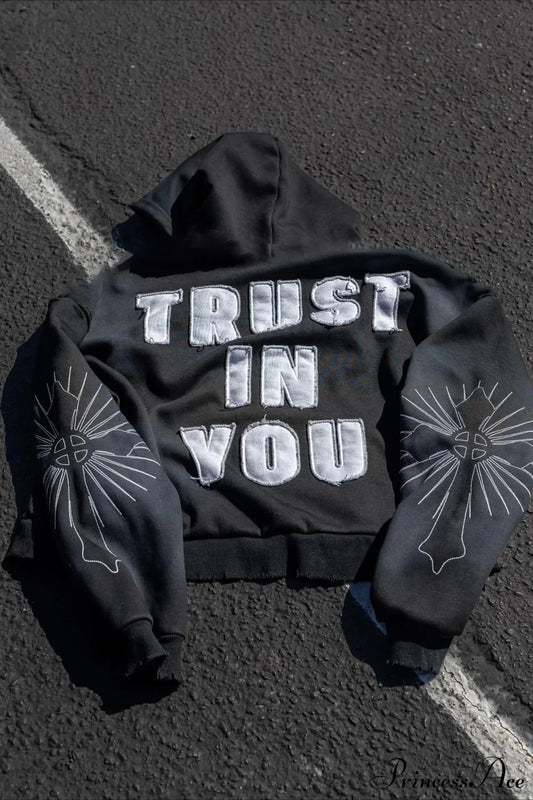 Y2K Long Sleeve Street Applique Embroidered Hoodie