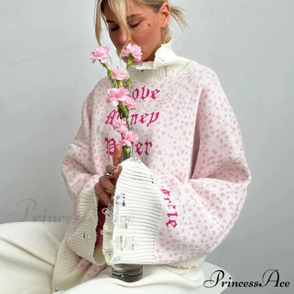 Y2K Loose Torn Knit Sweater swraters-241228