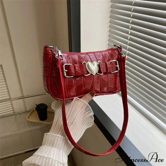 Y2K Peach Love Leather Shoulder Bag shoulder-250126