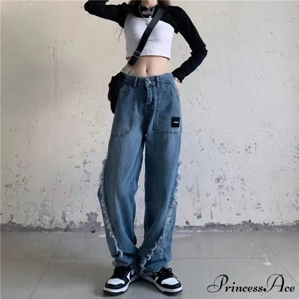 Y2k Raw Edge Baggy Jeans