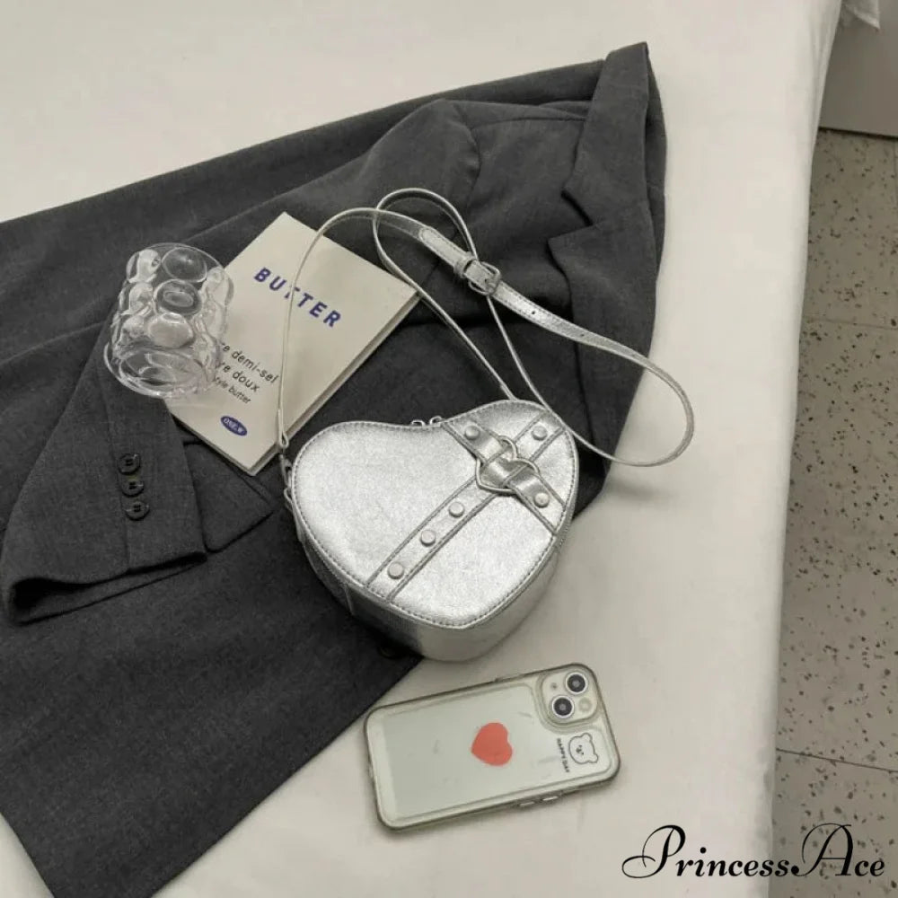 Y2K Rivet Heart-Shaped Crossbody Bag crossbody-250126