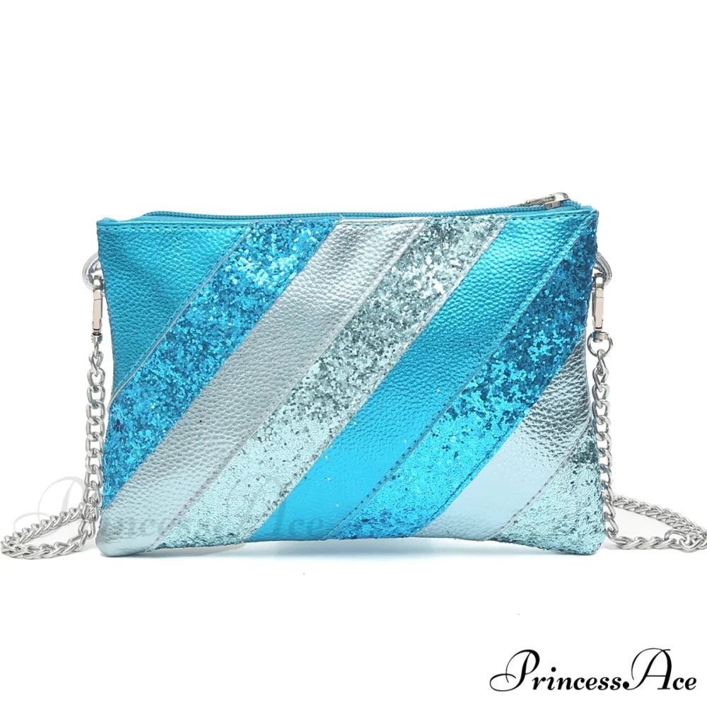 Y2K Shiny PU Leather Patchwork Wristlet AQUA wristlet-250126