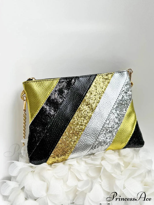 Y2K Shiny PU Leather Patchwork Wristlet BLACK wristlet-250126