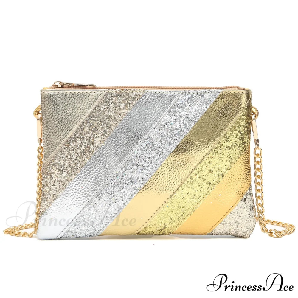 Y2K Shiny PU Leather Patchwork Wristlet GOLD wristlet-250126