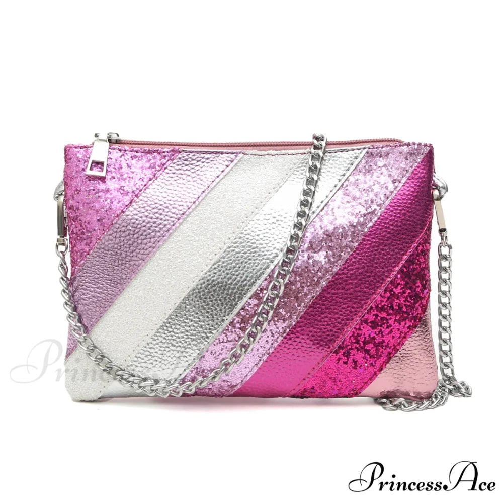Y2K Shiny PU Leather Patchwork Wristlet PINK wristlet-250126