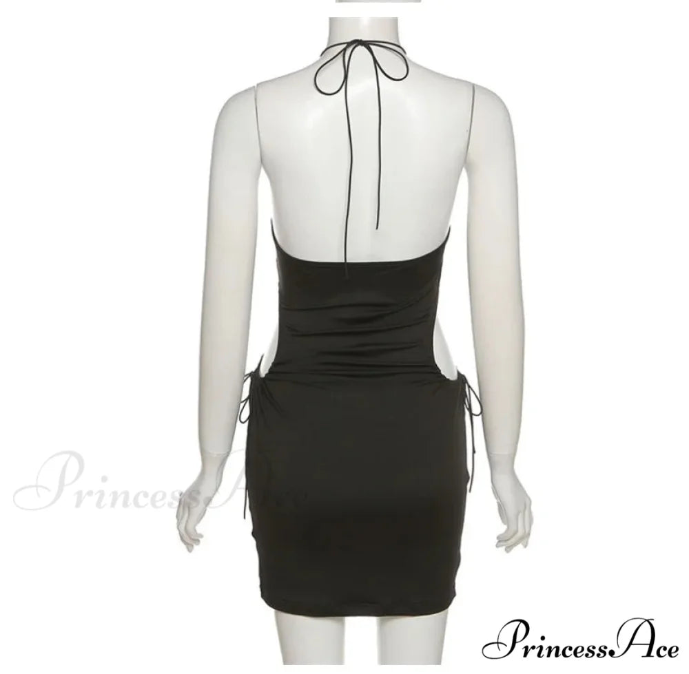 Y2K Solid Hollow Out Mini Club Night Wrap Summer Vestidos Para Mujer Elegant Cut Out Dress