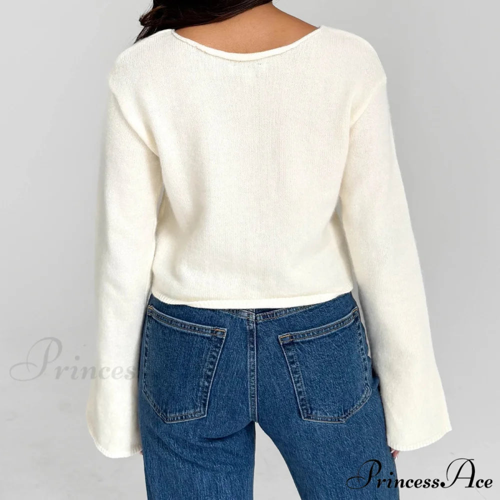 Y2K Star Print Airy Crewneck Cropped Knit Pullover Top knittop-250126