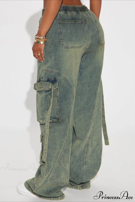 Y2K Street Hip-Hop Denim Cargo Pants