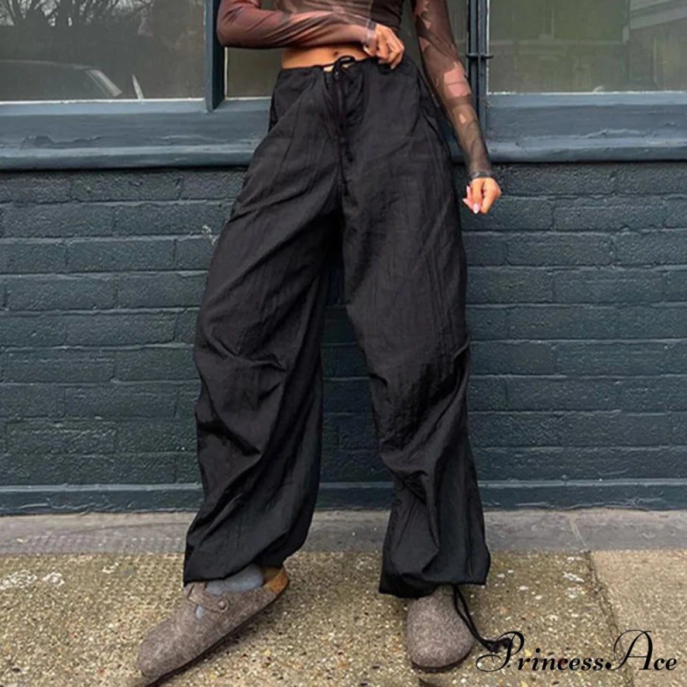 Y2K Streetwear Baggy Cargo Pants balck1 / S