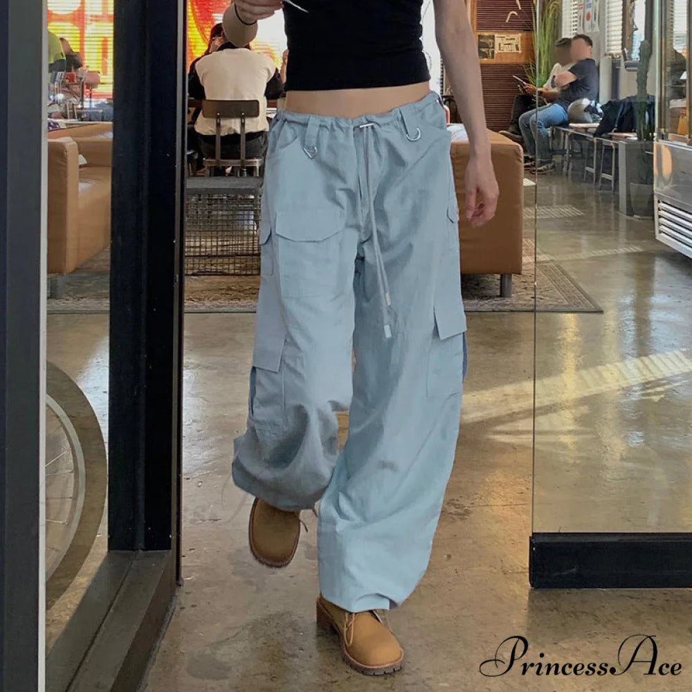 Y2K Streetwear Baggy Cargo Pants blue2 / S