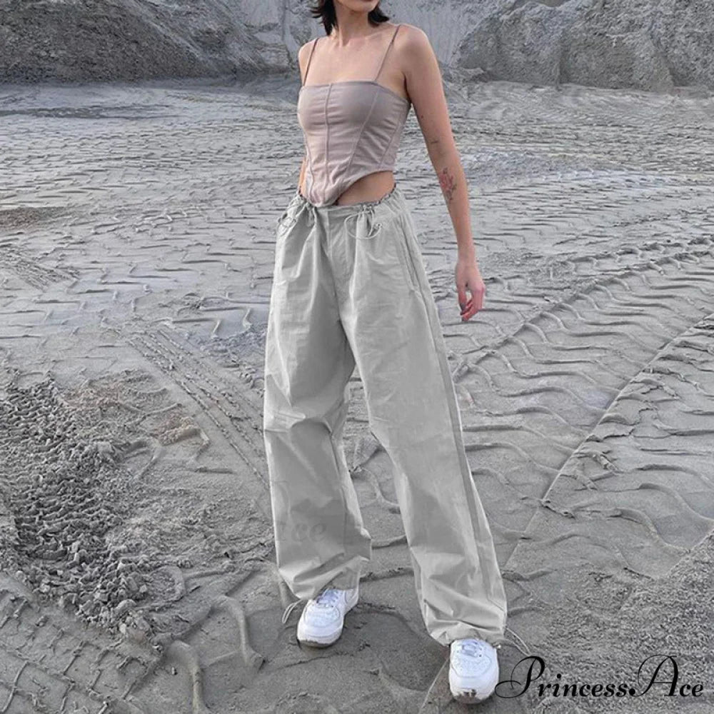 Y2K Streetwear Baggy Cargo Pants Gray2 / S