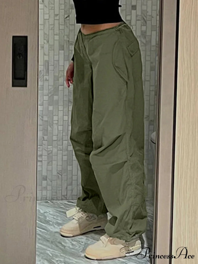 Y2K Streetwear Baggy Cargo Pants green1 / S