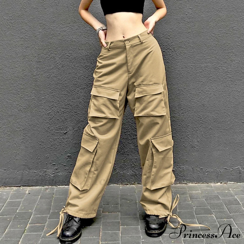 Y2K Streetwear Baggy Cargo Pants Khaki1 / S