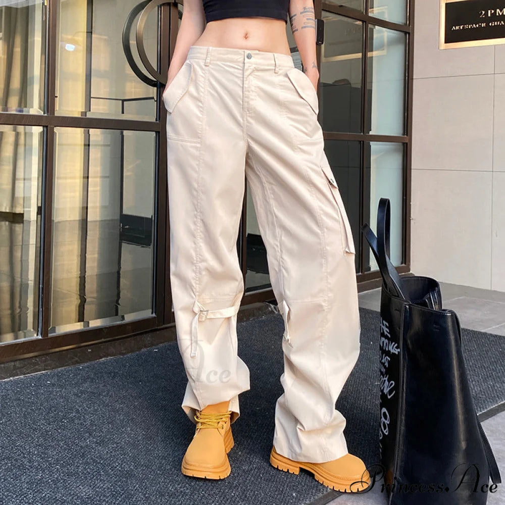 Y2K Streetwear Baggy Cargo Pants Khaki2 / S
