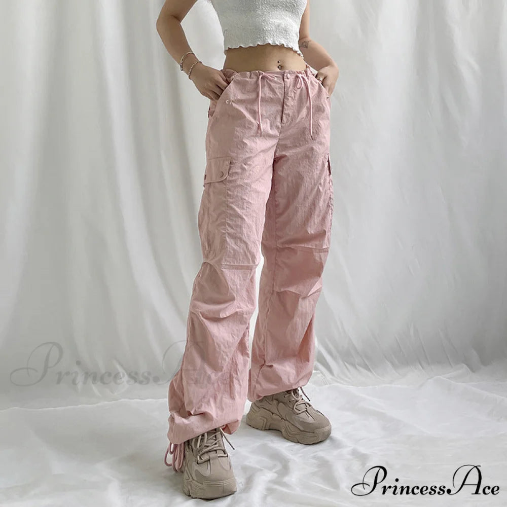 Y2K Streetwear Baggy Cargo Pants Pink1 / S