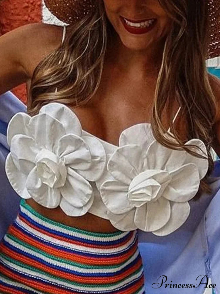 Y2K Uncovered Rear 3D Blossom Sleeveless Crop Top croptop-250126