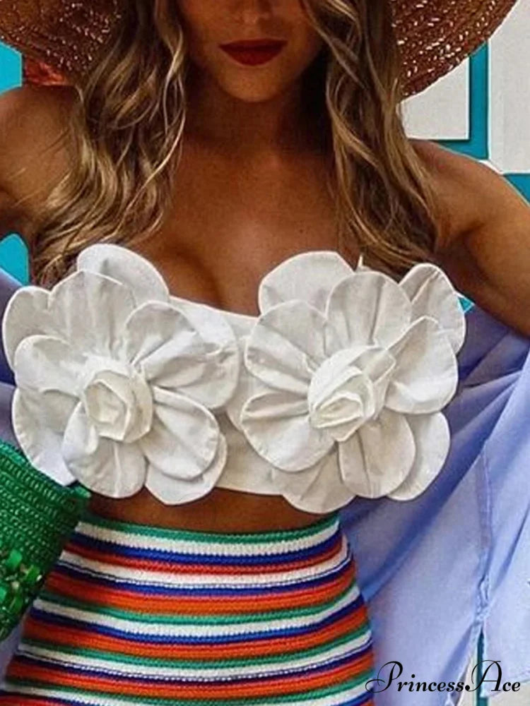 Y2K Uncovered Rear 3D Blossom Sleeveless Crop Top croptop-250126