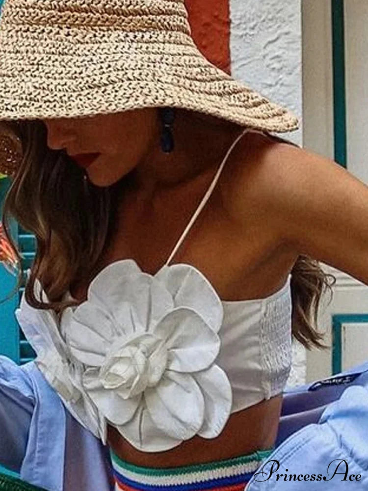 Y2K Uncovered Rear 3D Blossom Sleeveless Crop Top croptop-250126