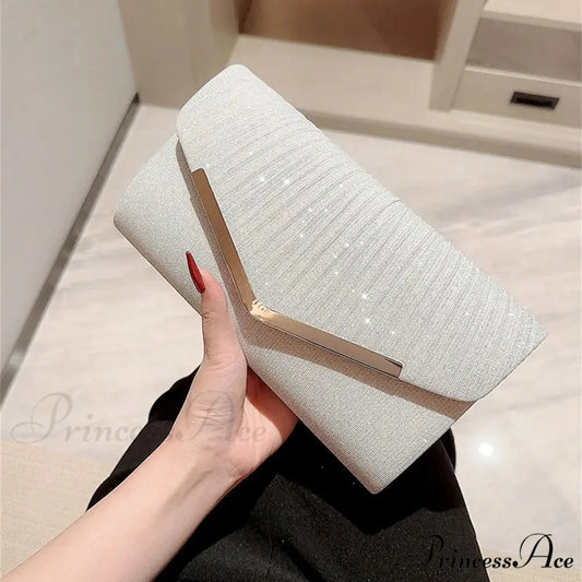 Yellow Grey Sophisticated Feast Clutch Shoulder Bag Purse silver clutchbag-250126