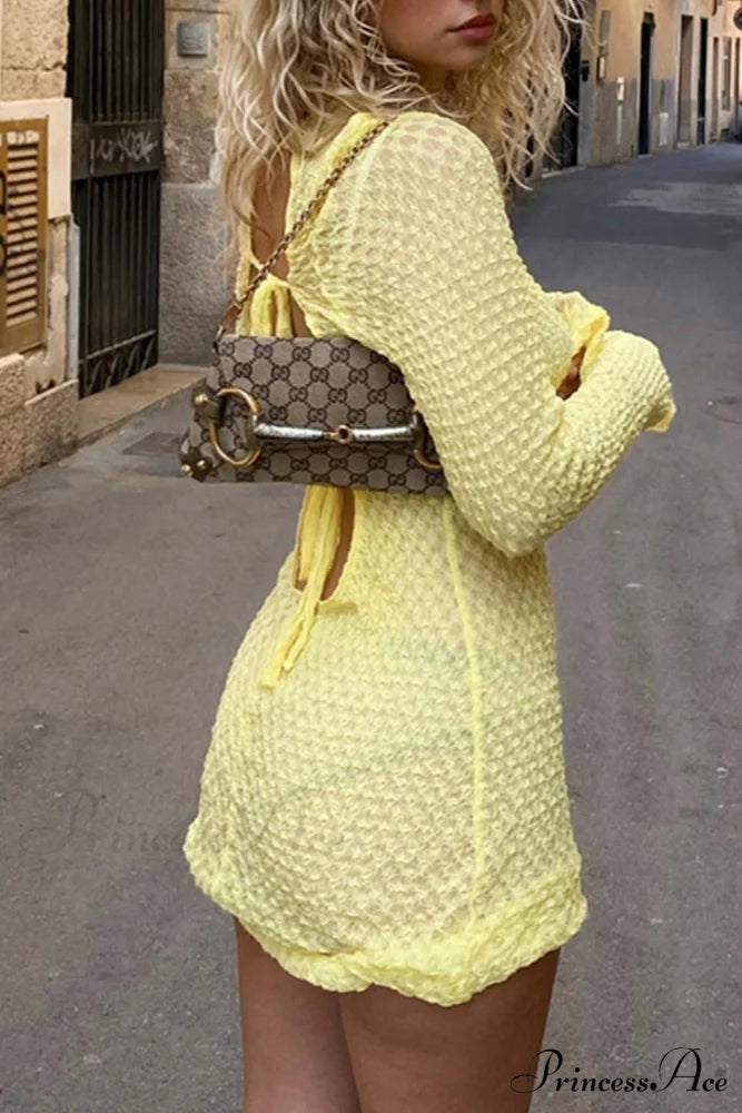 Yellow Tie-back Pack Hip Dress Yellow / M