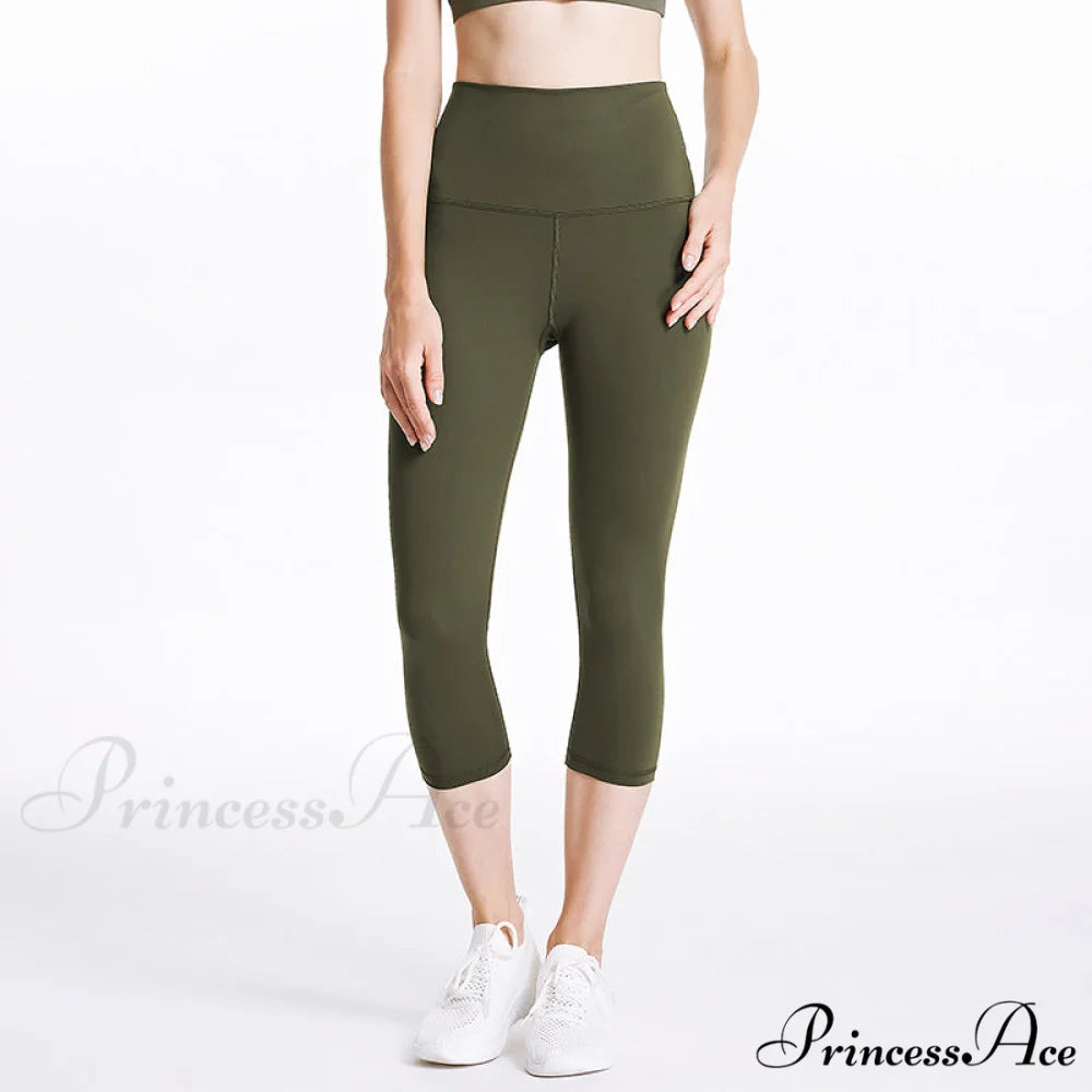 Yoga Crop High Waist Sports Capris Leggings Dark Olive / XXS(2)
