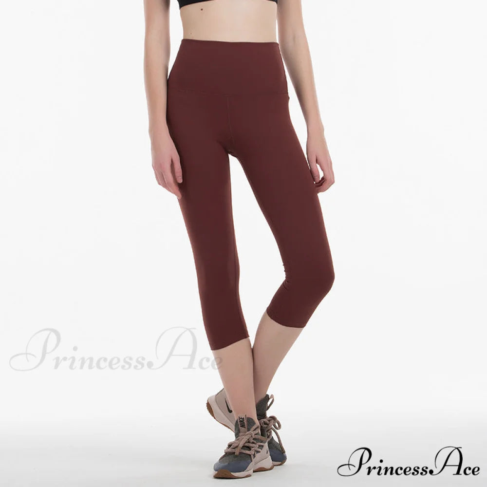 Yoga Crop High Waist Sports Capris Leggings Dark Red / XXS(2)