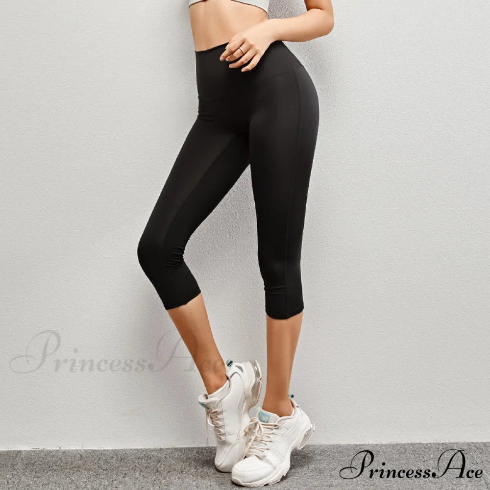 Yoga Pants Elastic High Waist Sport Leggings JX-QK733 Black / S