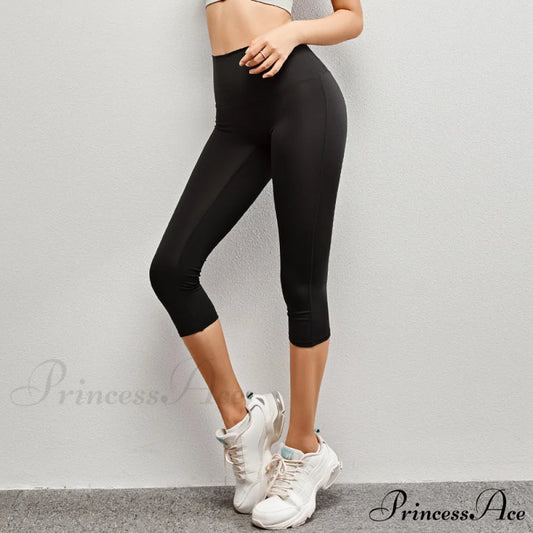 Yoga Pants Elastic High Waist Sport Leggings JX-QK733 Black / S