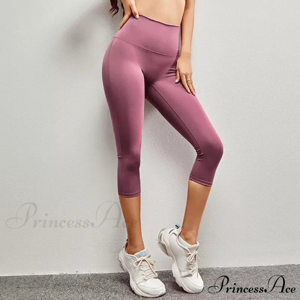 Yoga Pants Elastic High Waist Sport Leggings JX-QK733 Red / S
