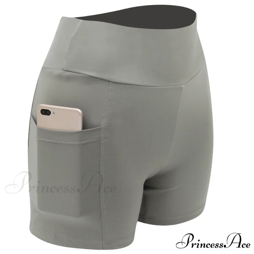 Yoga Pants Gym Pants Sports Running Shorts 2-Light grey / S