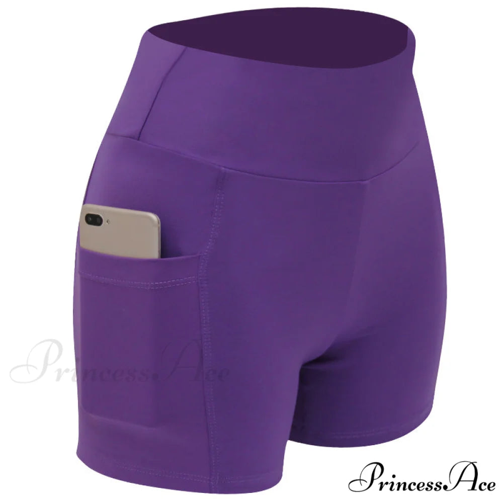 Yoga Pants Gym Pants Sports Running Shorts 2-Purple / S
