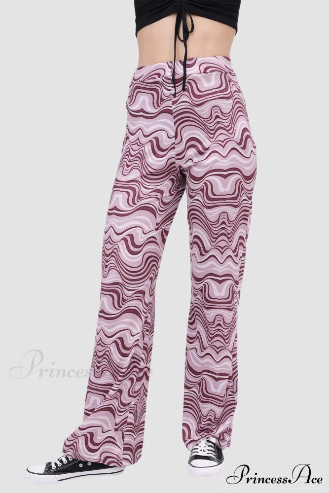 Yoga Water Pants Flared with Ripple Design Purple / XL