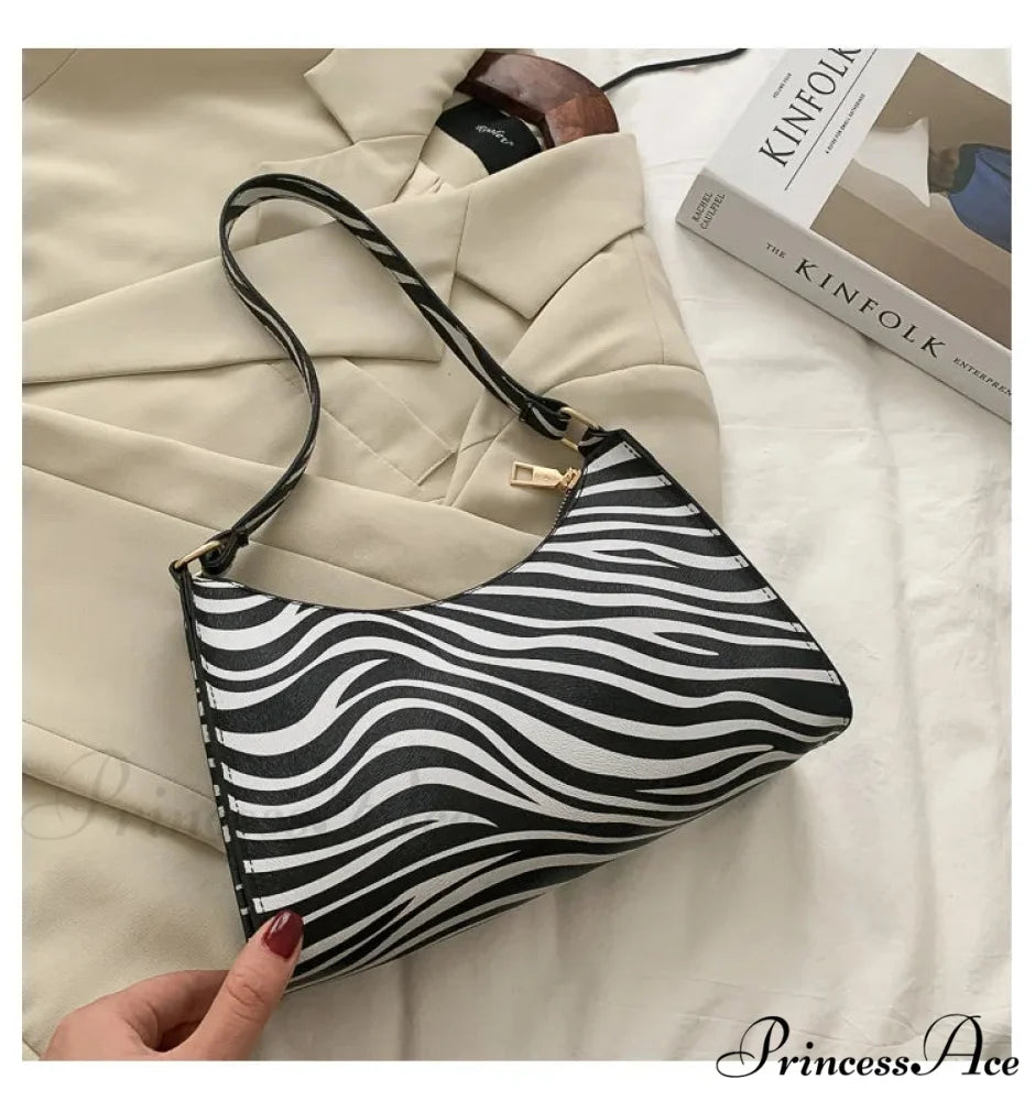 Zebra Pattern Faux Leather Underarm Shoulder Purse Zebra shoulder-250126