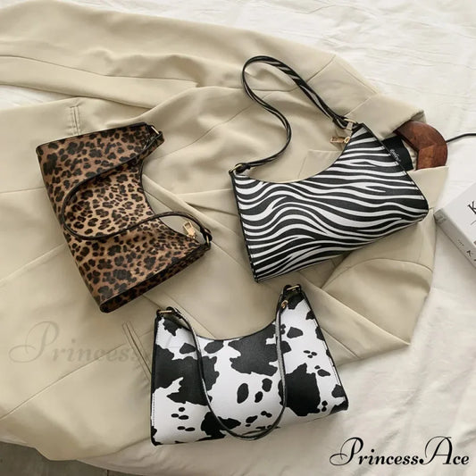 Zebra Pattern Faux Leather Underarm Shoulder Purse shoulder-250126