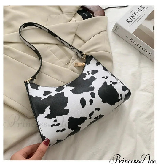 Zebra Pattern Faux Leather Underarm Shoulder Purse Cow shoulder-250126