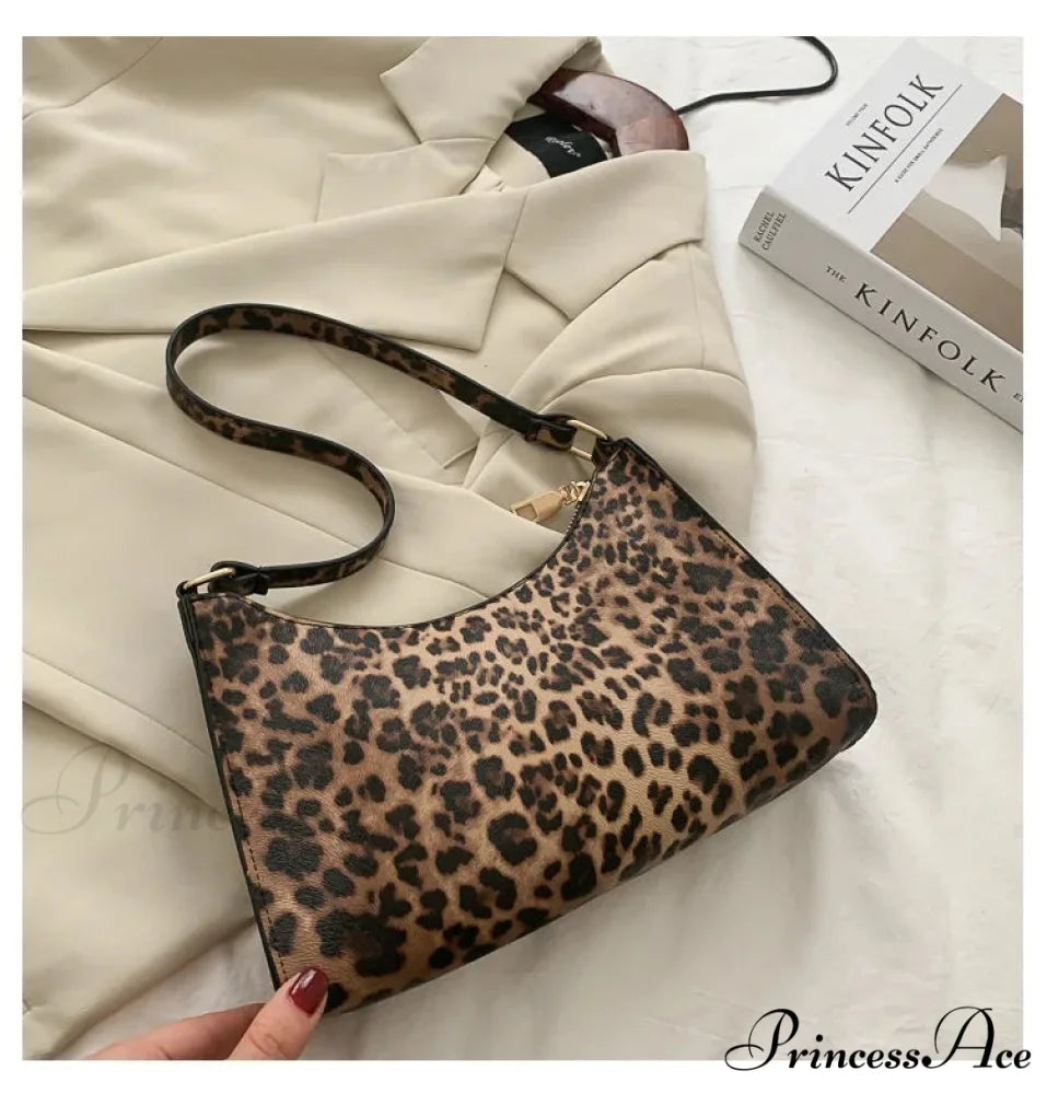 Zebra Pattern Faux Leather Underarm Shoulder Purse Leopard shoulder-250126