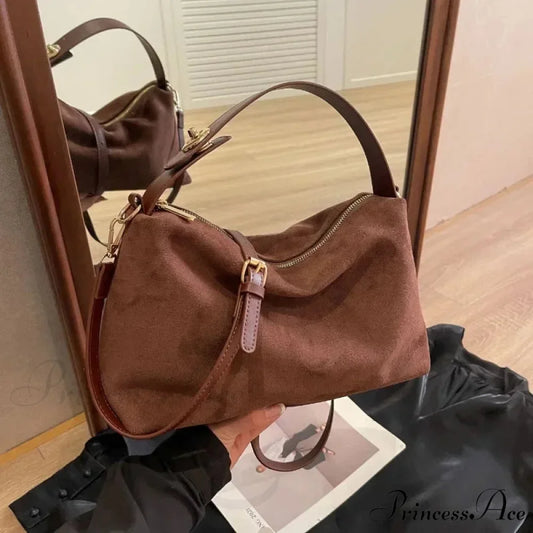 Zip Strong Sewing Thread PU Large Capacity Shoulder Handbag handbag-250126