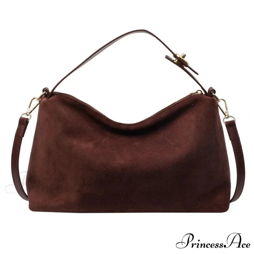 Zip Strong Sewing Thread PU Large Capacity Shoulder Handbag Coffee handbag-250126