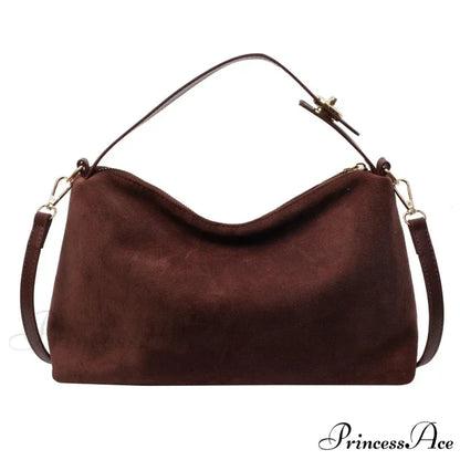 Zip Strong Sewing Thread PU Large Capacity Shoulder Handbag Coffee handbag-250126