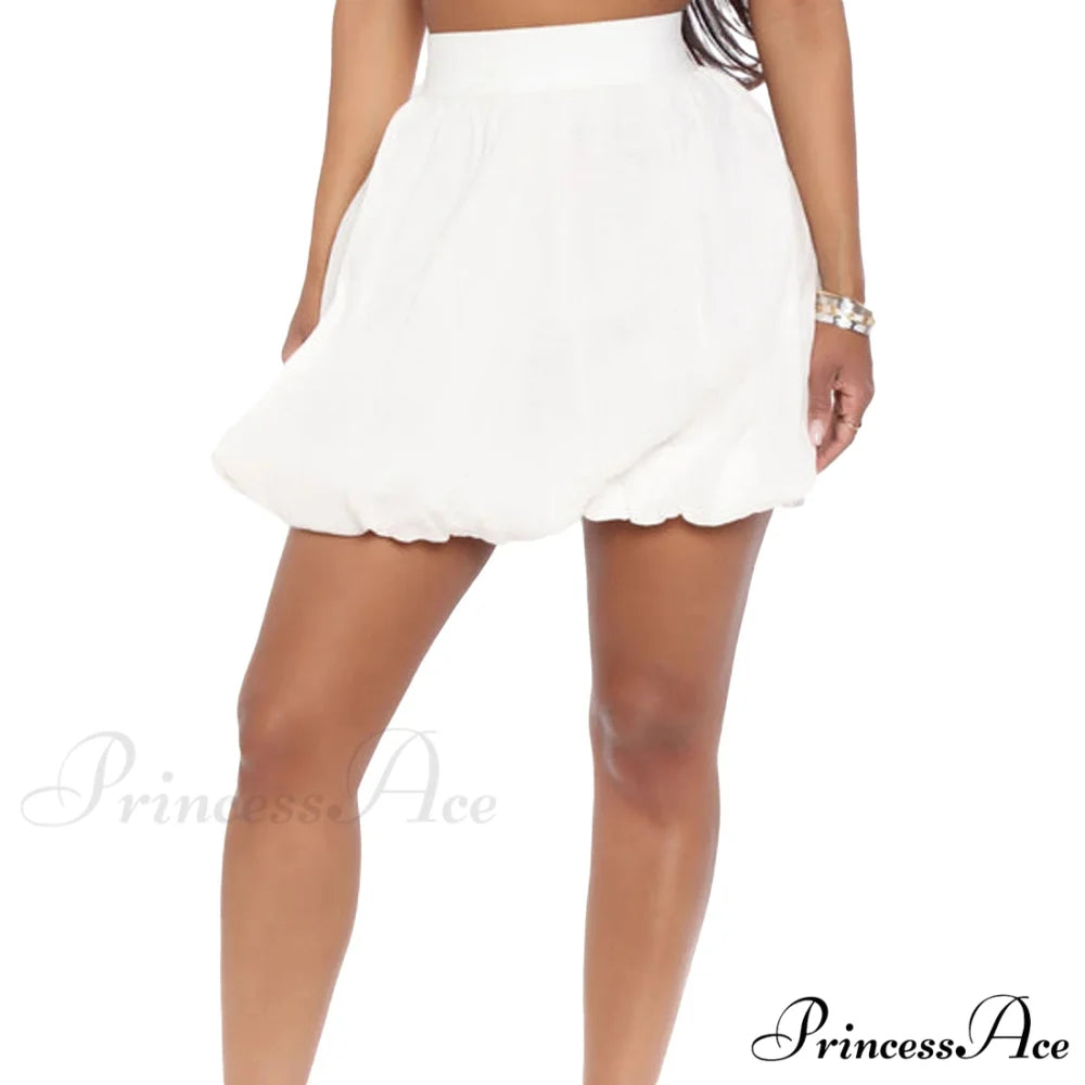 Zip Up Round Bubble Skirt WHITE / S skirts-250223