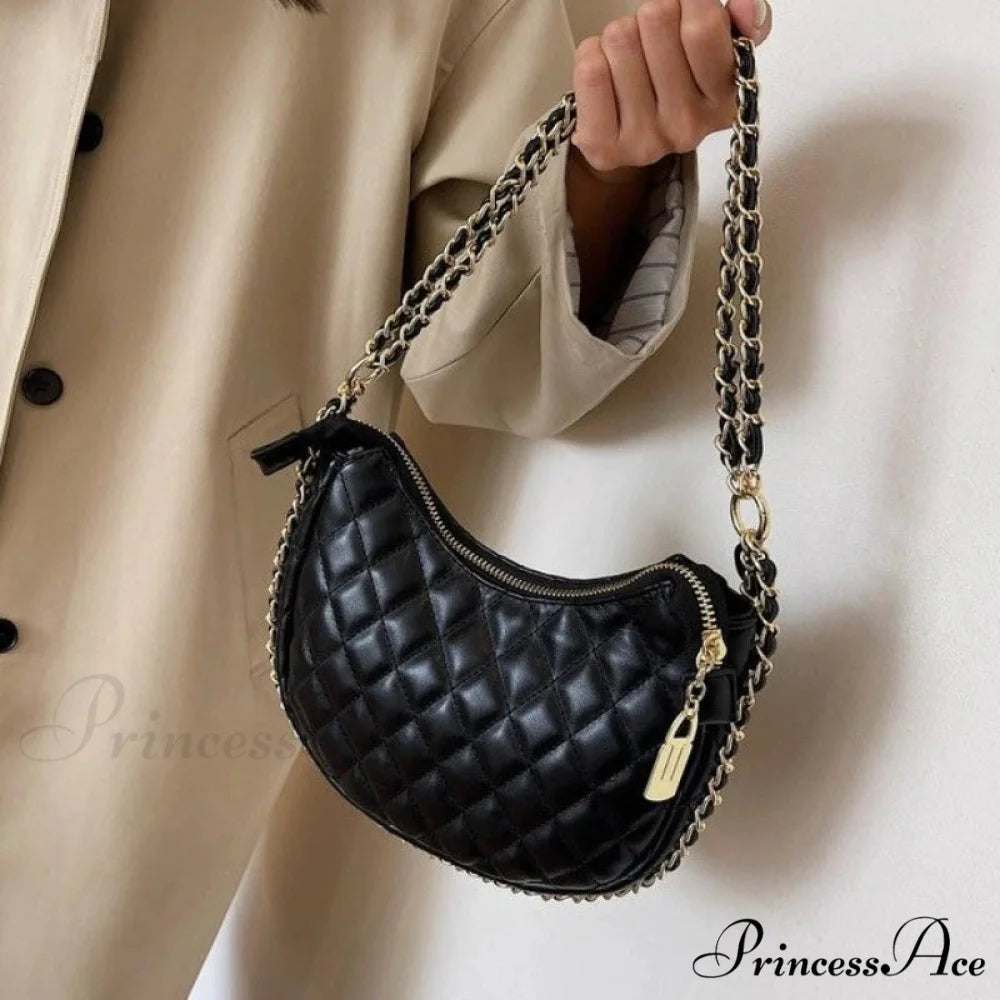 Zipper Ladies’ Purse Gem Crossbody Faux Leather Clutch Black clutchbag-250126