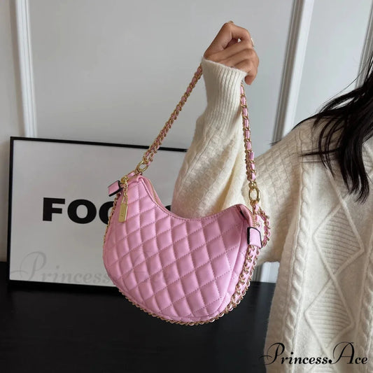 Zipper Ladies’ Purse Gem Crossbody Faux Leather Clutch Pink clutchbag-250126