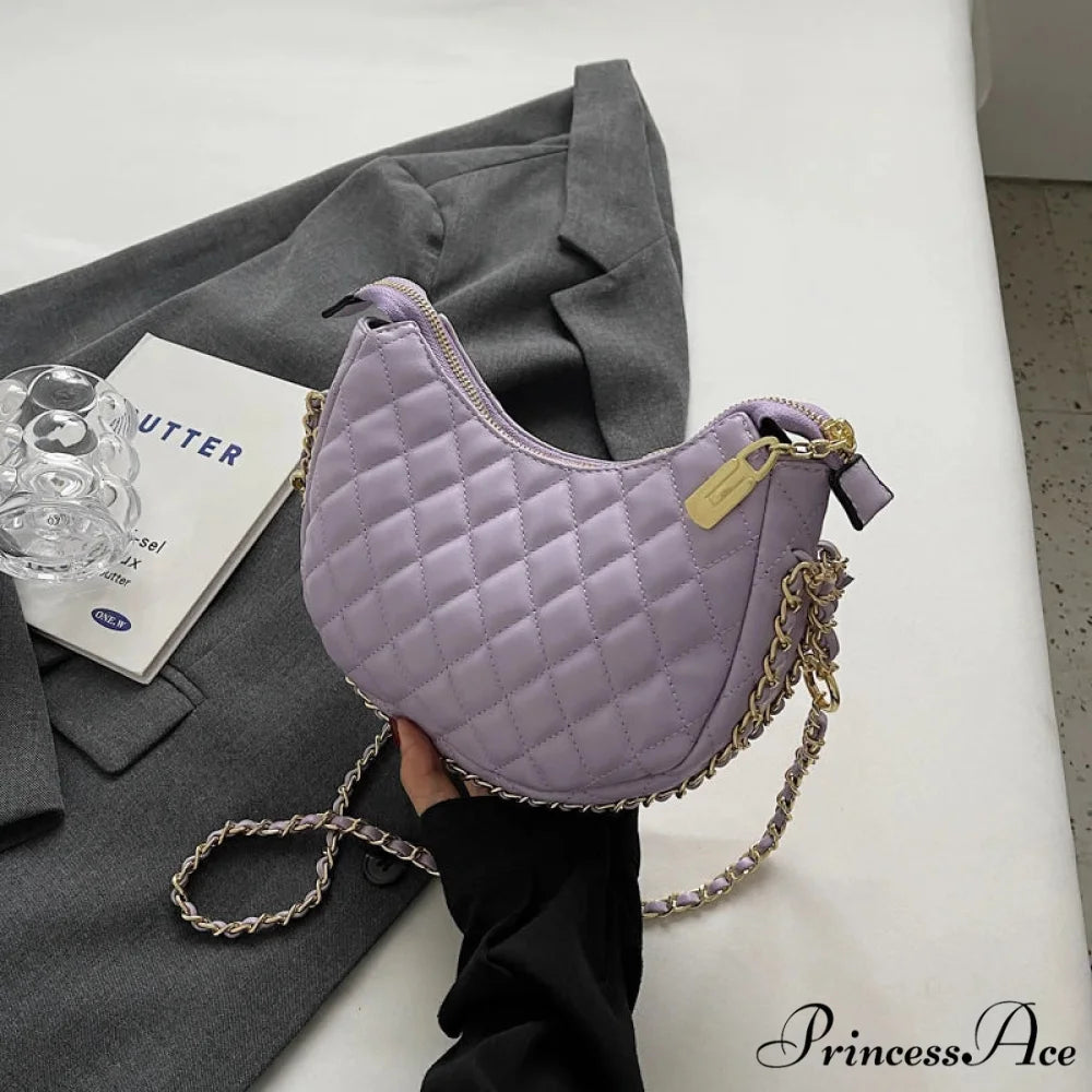 Zipper Ladies’ Purse Gem Crossbody Faux Leather Clutch violet clutchbag-250126